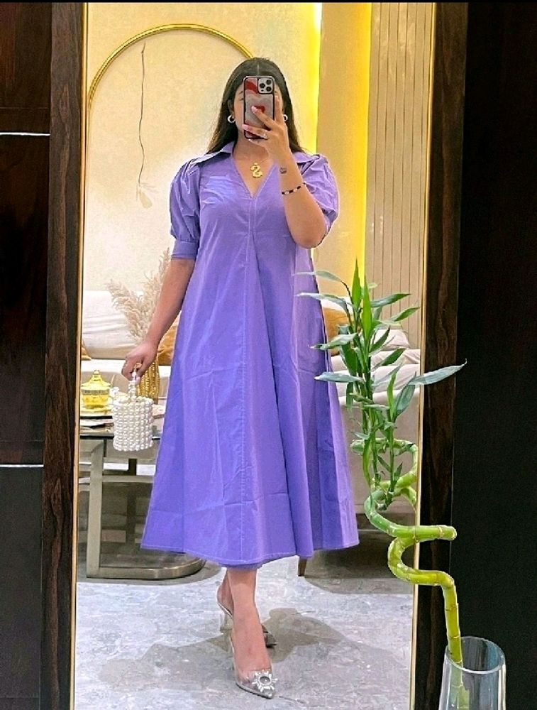 Lavender Puff Sleeve Dress