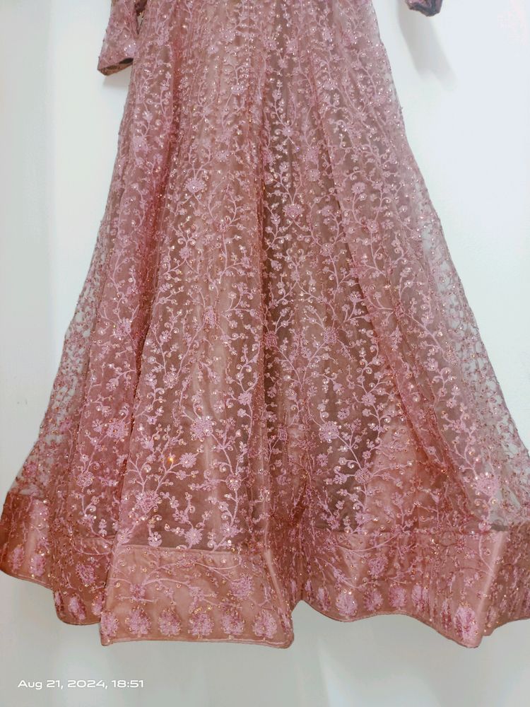 Elegant Rose Gold Anarkali Gown