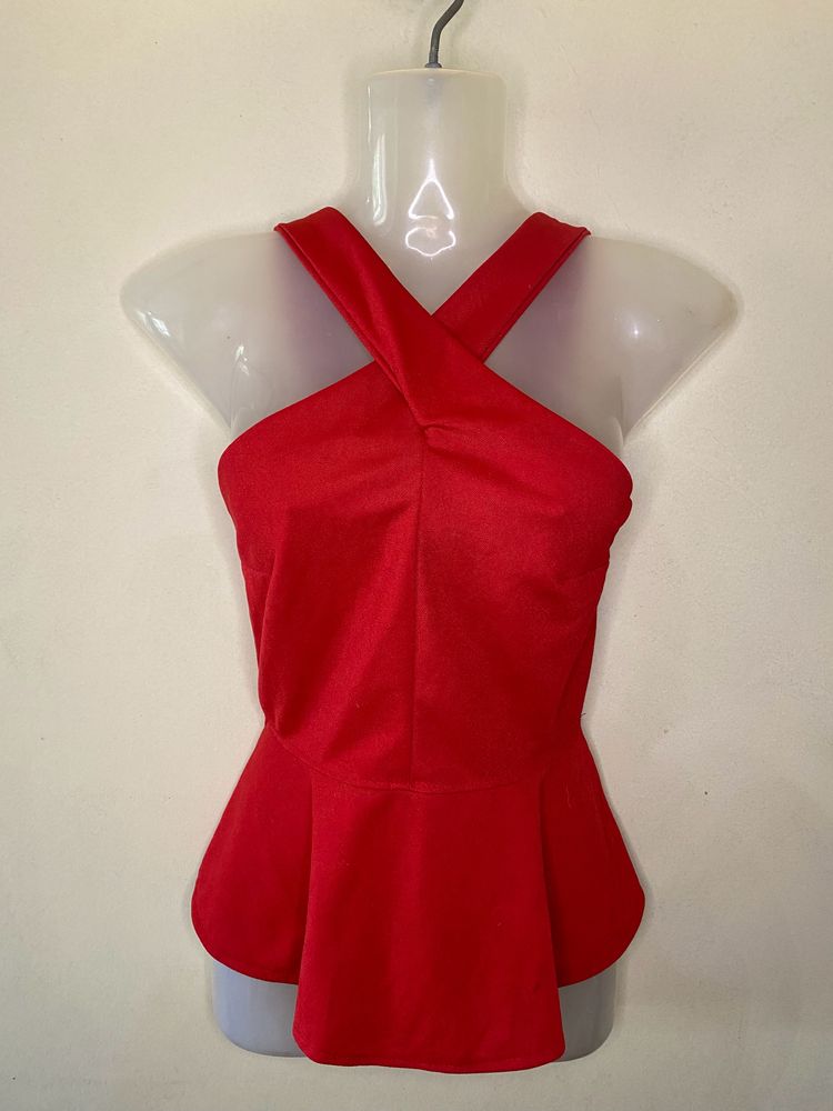 Red Peplum Croptop