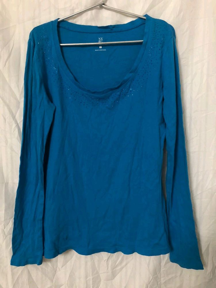 Full sleeve blue T shirt