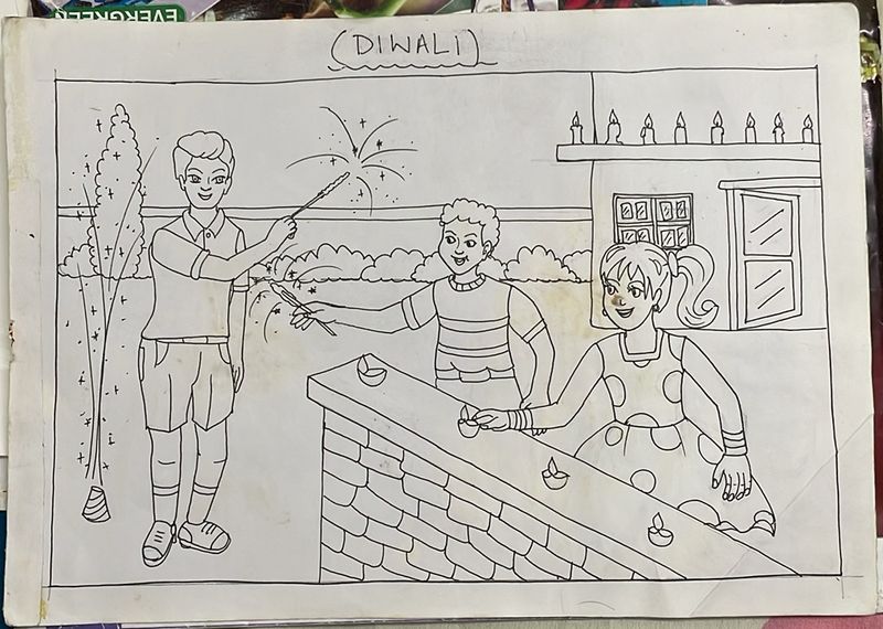 Diwali Drawing For School Kids