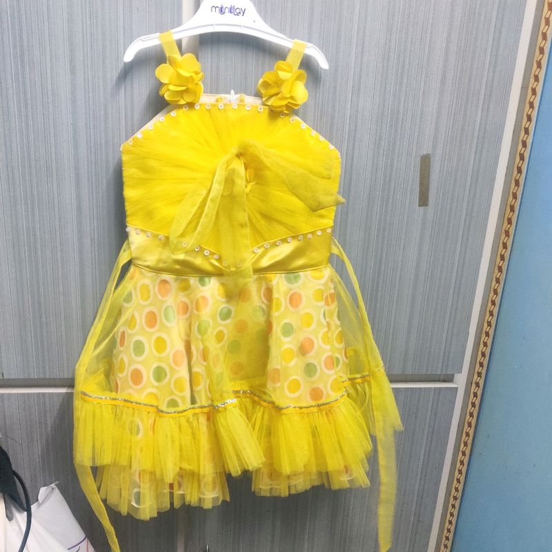 Yellow Long Gown For Baby Girl