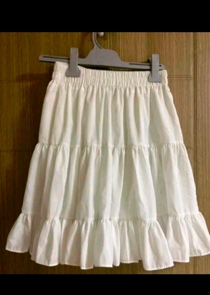 white tiered mini skirt