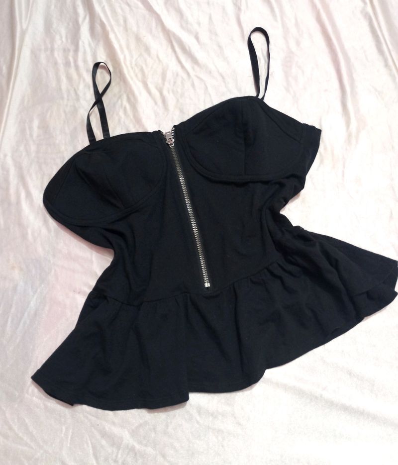 Korean Black Peplum Genz Top (Women)