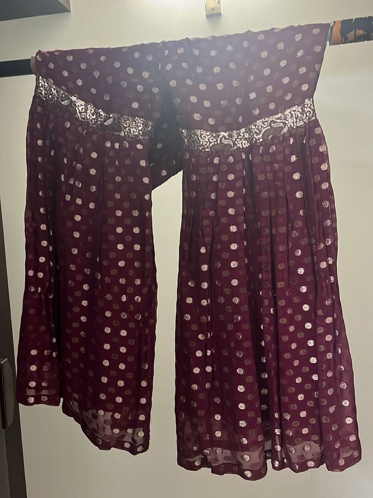 Beautiful Designer Heavy Work Polka Dotted Sharara