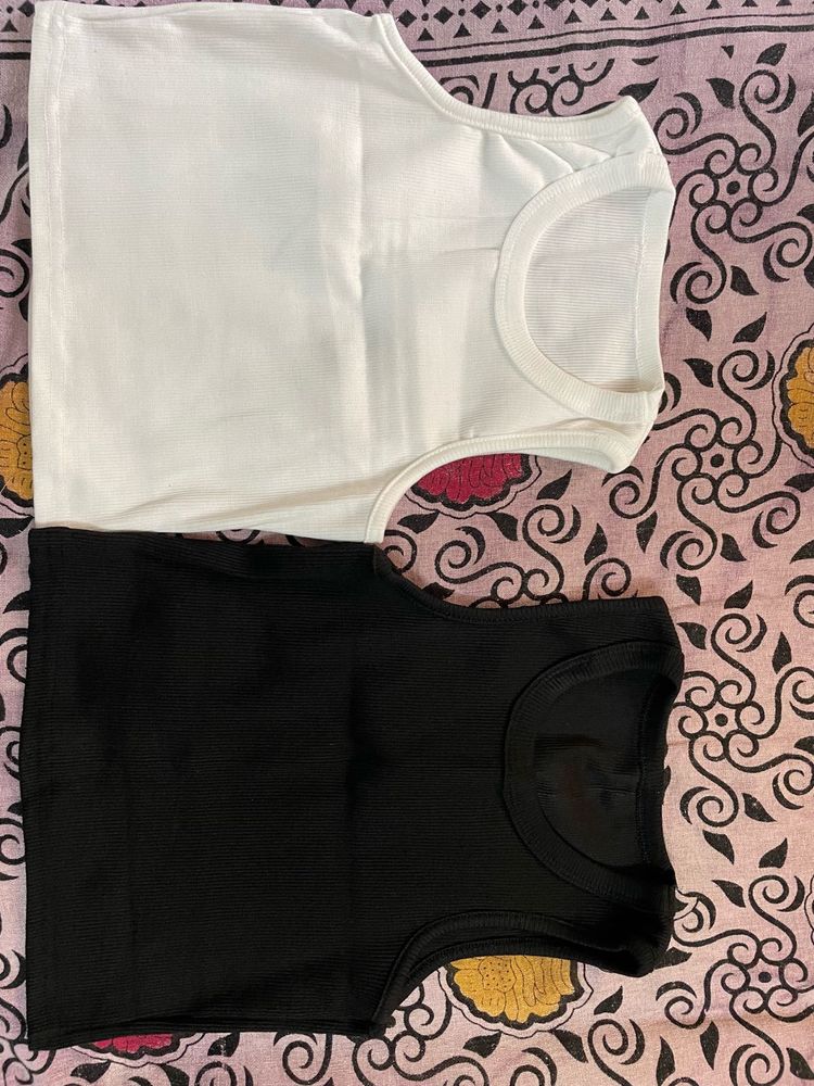 Winter Sale Combo Of Black And White Crop Top