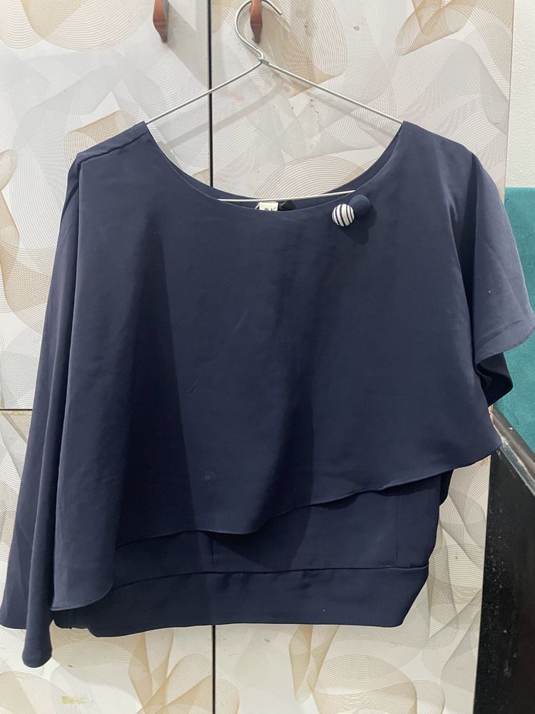 Navy Blue Crop Top