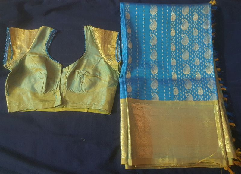 Kanjeevaram Silk Saree with Stiched Blouse