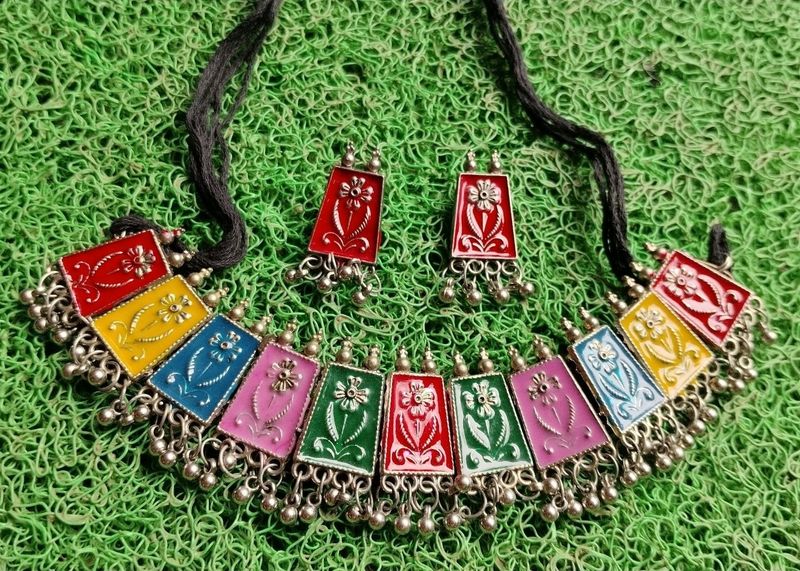 Multicolored Oxidised Juwellery Set