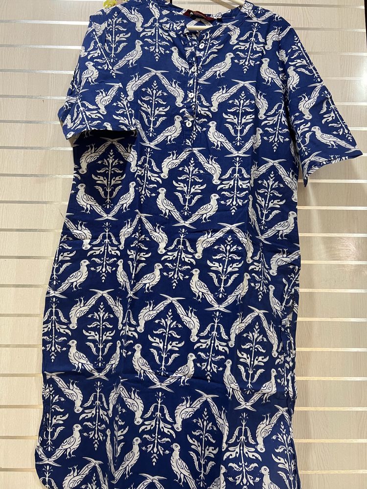 Blue White Printed Kurta