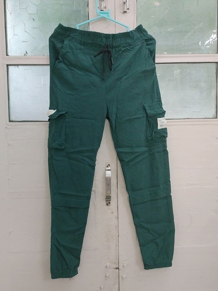 Dark Green Comfy Trousers With Pockets