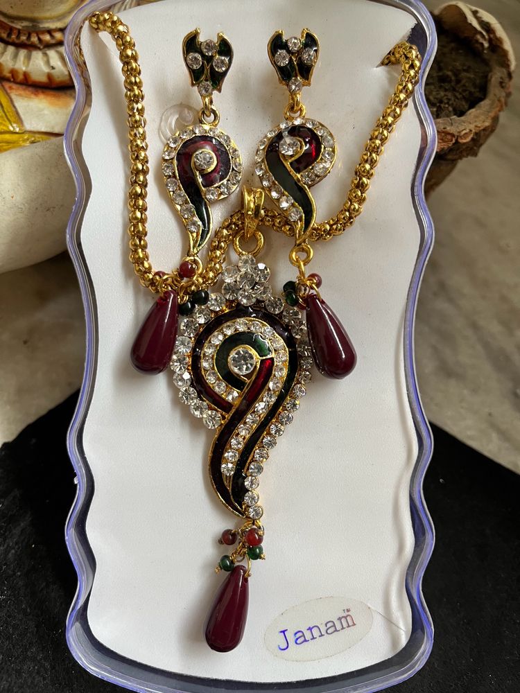 Gold plated phool bahar minakari necklace