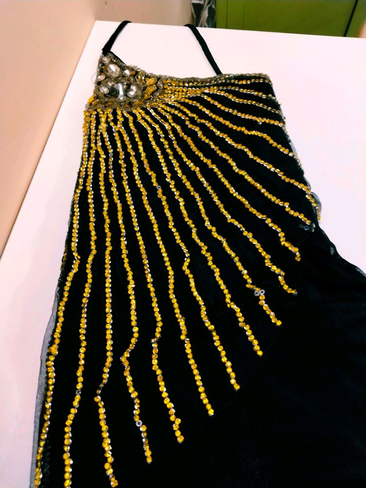 Beautiful Black Rhinestone Maxi Gown