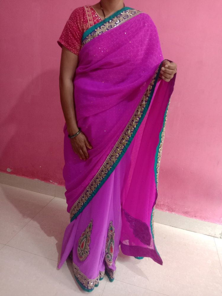 Elegant Magenta Colour Saree