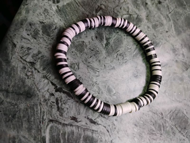 Black And Grey Fimo Beads Bracelet