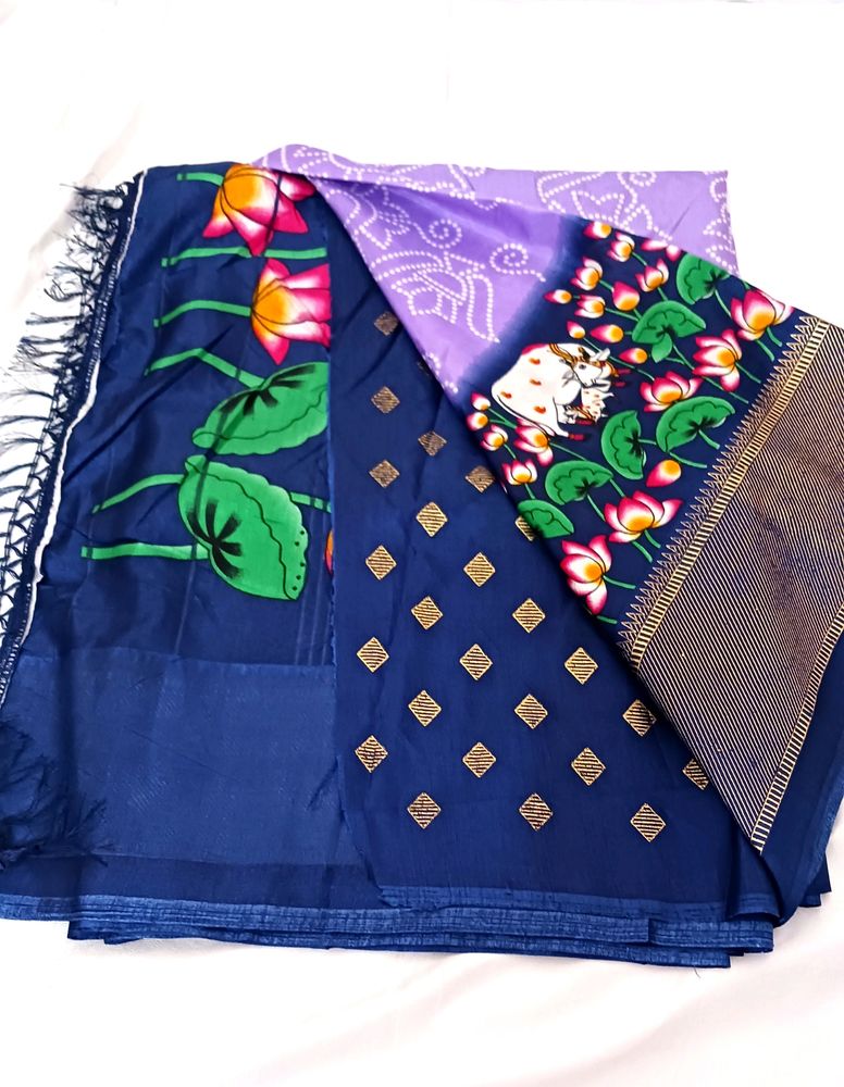 New Beautiful Dola Silk Saree With Atached Blouse Piece