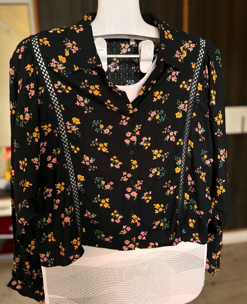 New Black Floral Shirt