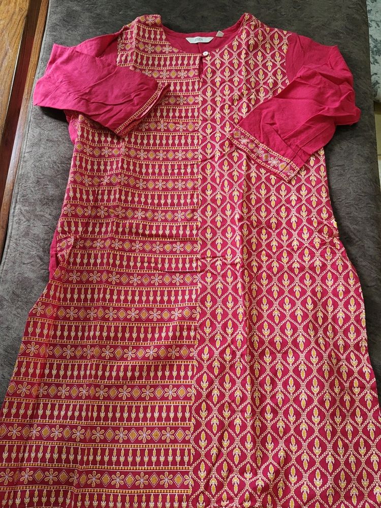 Rose Kurti Top With Yellow Print