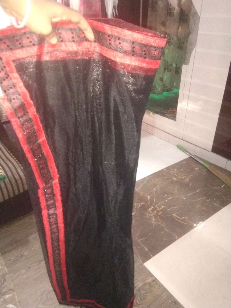 Black Shining Saree Only Cash