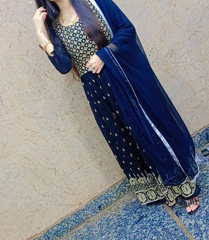 Beautiful Black Nyra Set With Plazo And Dupatta