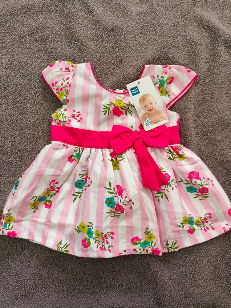 Brand New Pink And White Frock For 3-6M Baby Girl