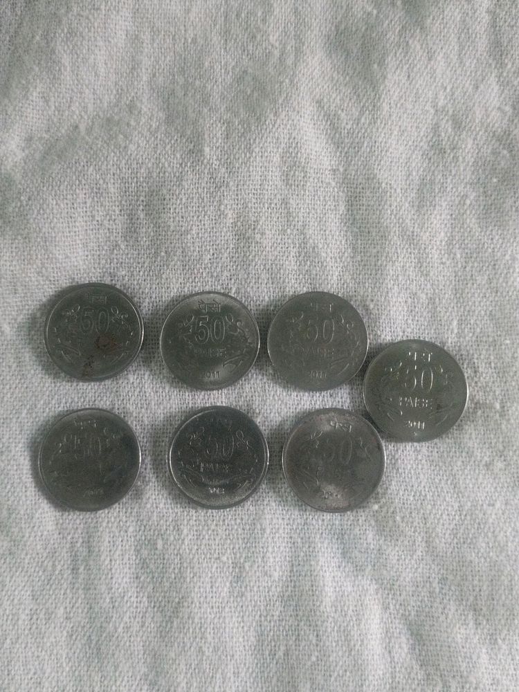 Old 50 Paisa Coin 7 Pcs