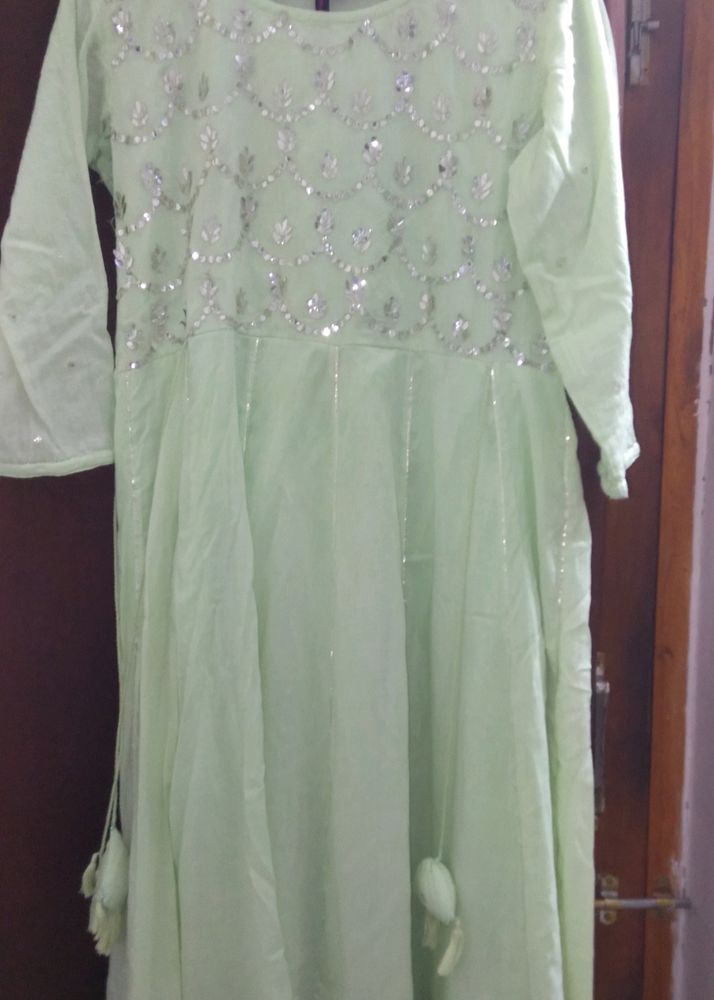 ISHIN Pista Green Anarkali size -S