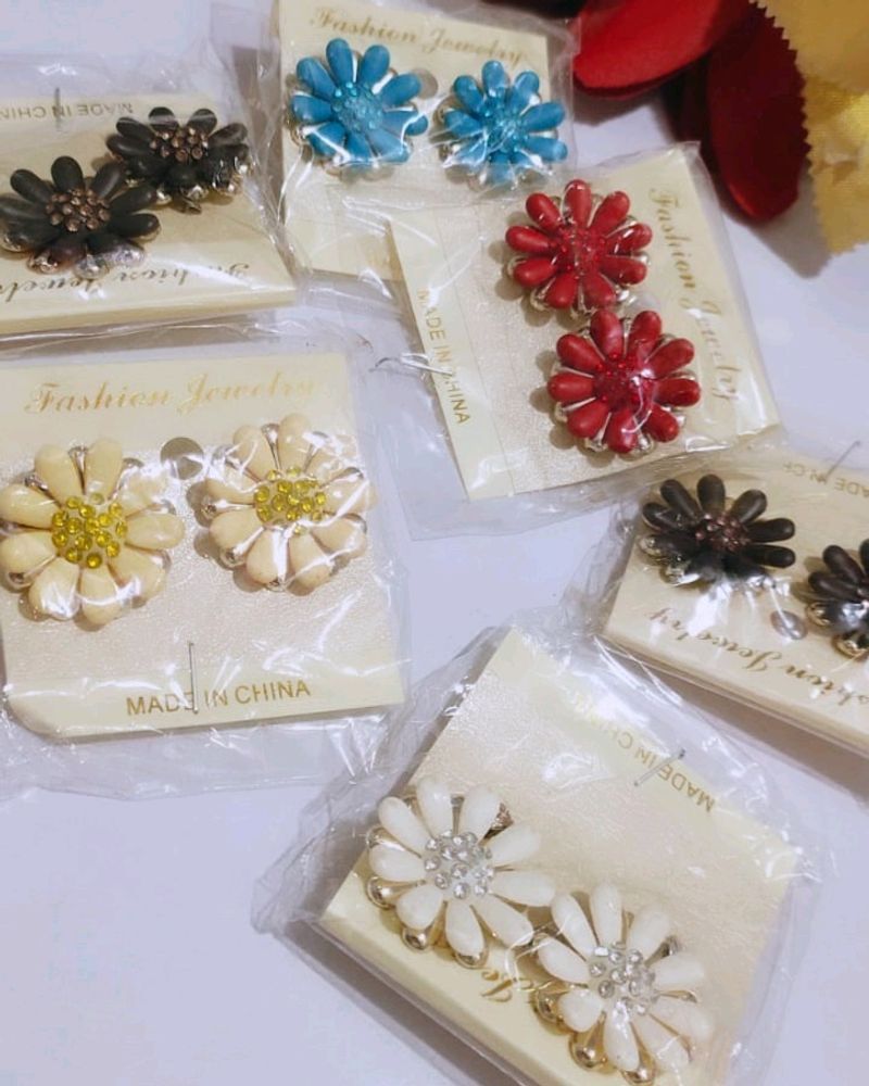 Flower Earrings In Different Colours