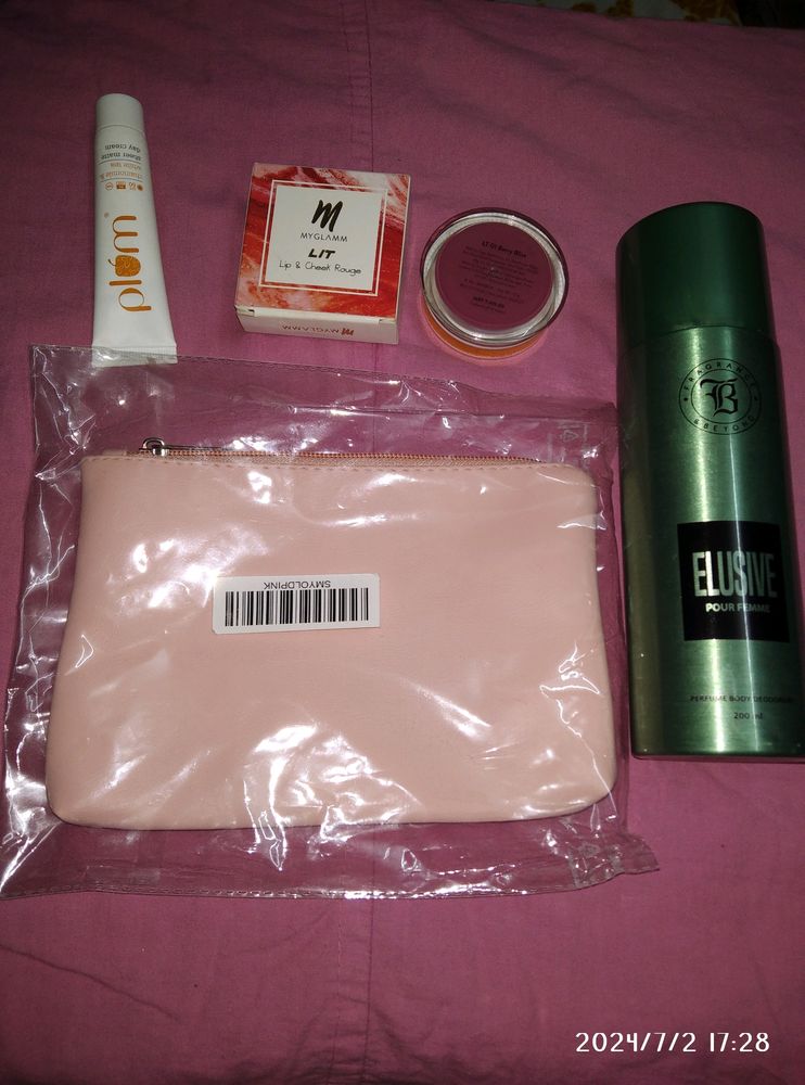 Deodorant,Lip& Cheek Tint,Pouch, Face Cream