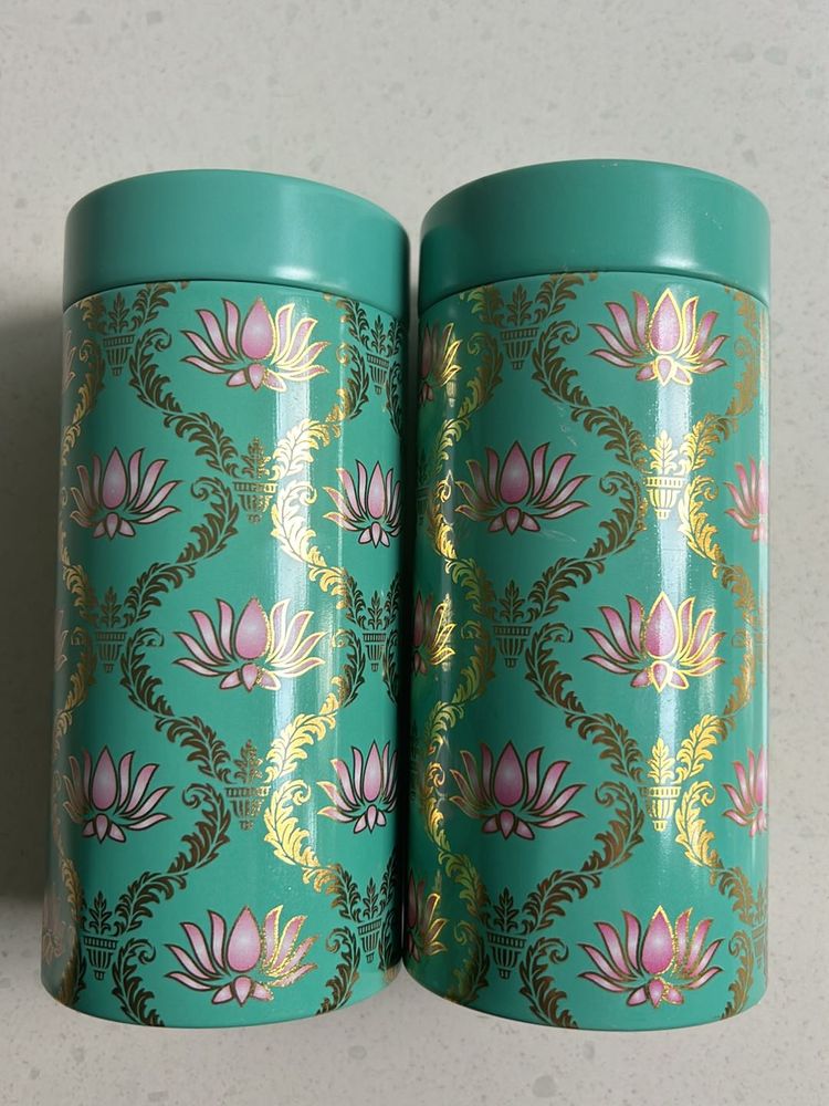 2 Pcs - Gift Containers Floral Green