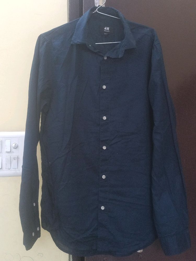 Navy Blue H&M Cotton Shirt