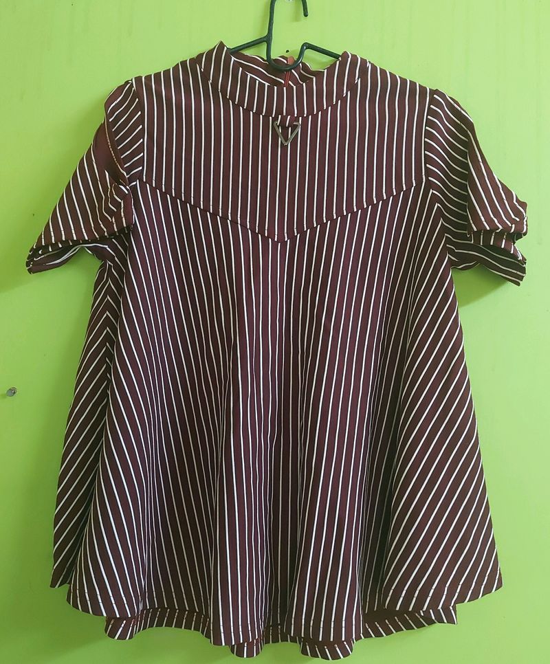 Maroon Striped Top