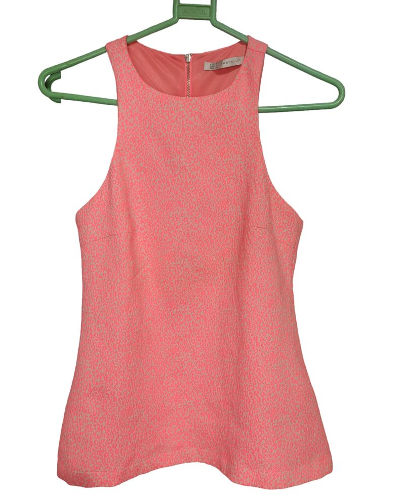 Zara Trafaluc Neon Bright Coral Cheetah Tank Top😍