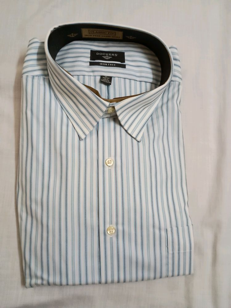 Dockers Blue Striped Men's Shirt (New)