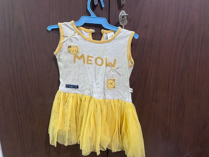 Yellow Frock For 0-1 Yr Girl