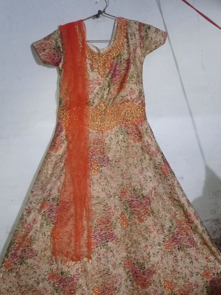 Orange Trend Gown Frock For Girls