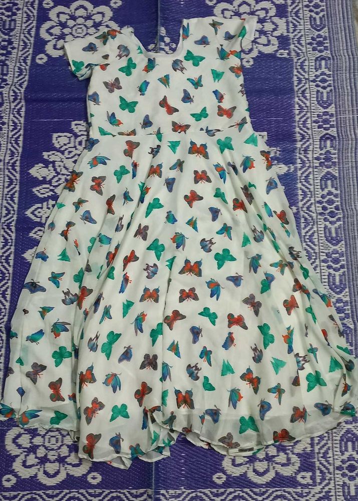 long frock with butterfly prints