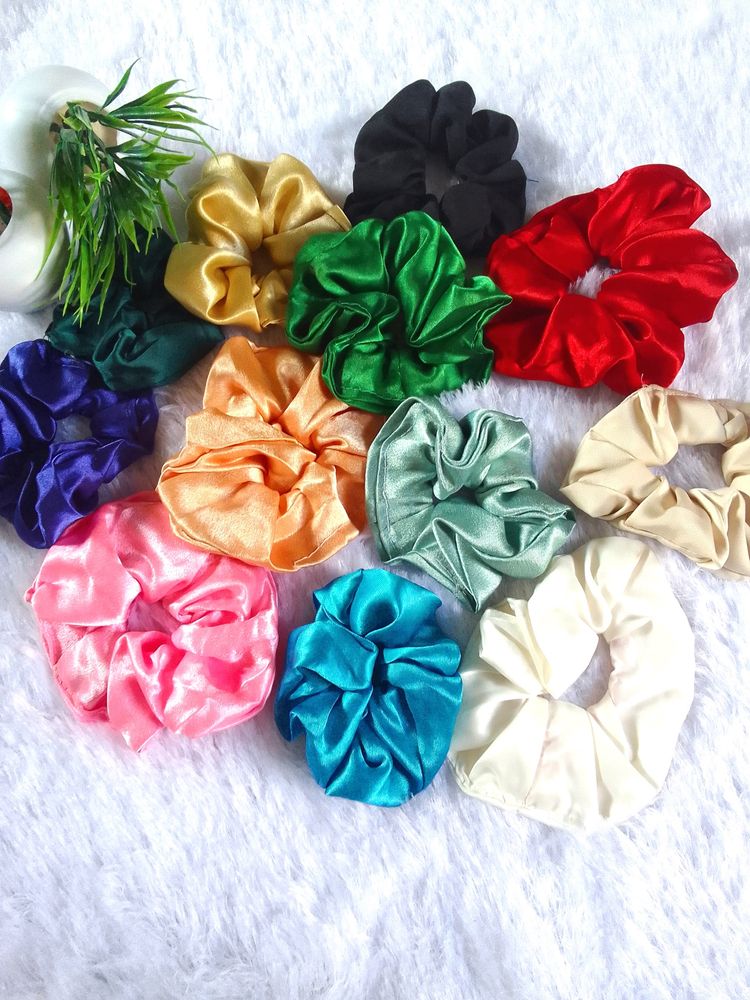 Hair Scrunchies Silk Like New Pack Of 12 (200 )Rs