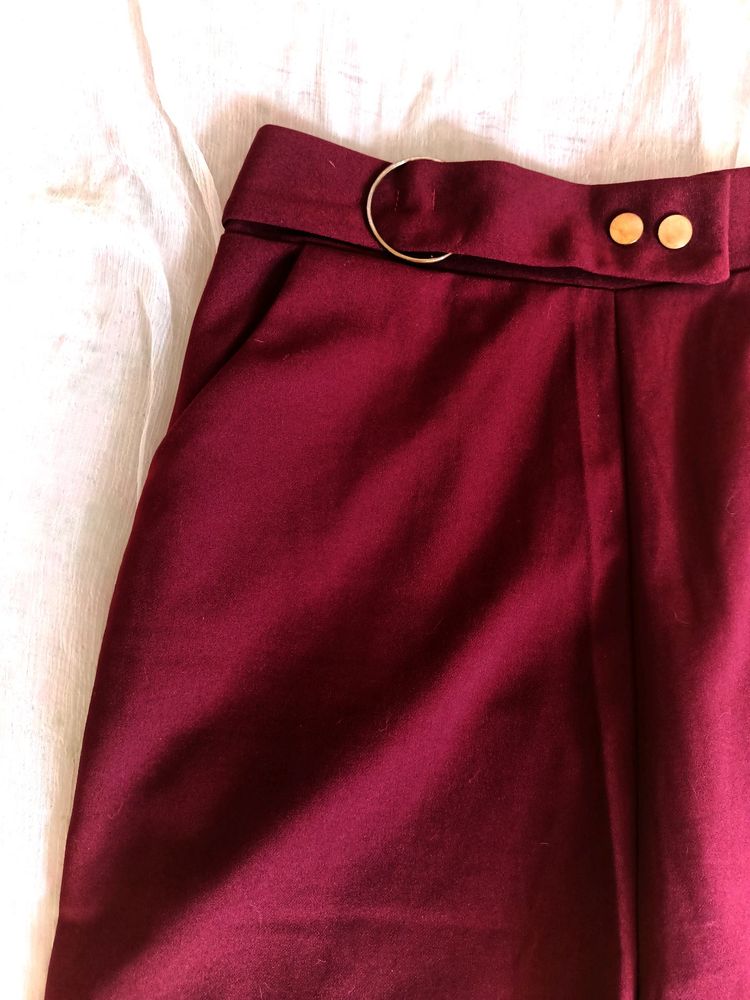 Maroon Casual Smart Culottes