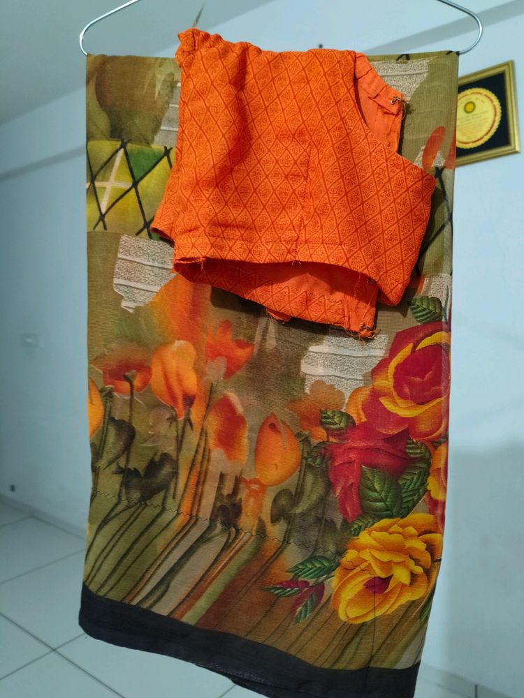 Orange Loose Saree