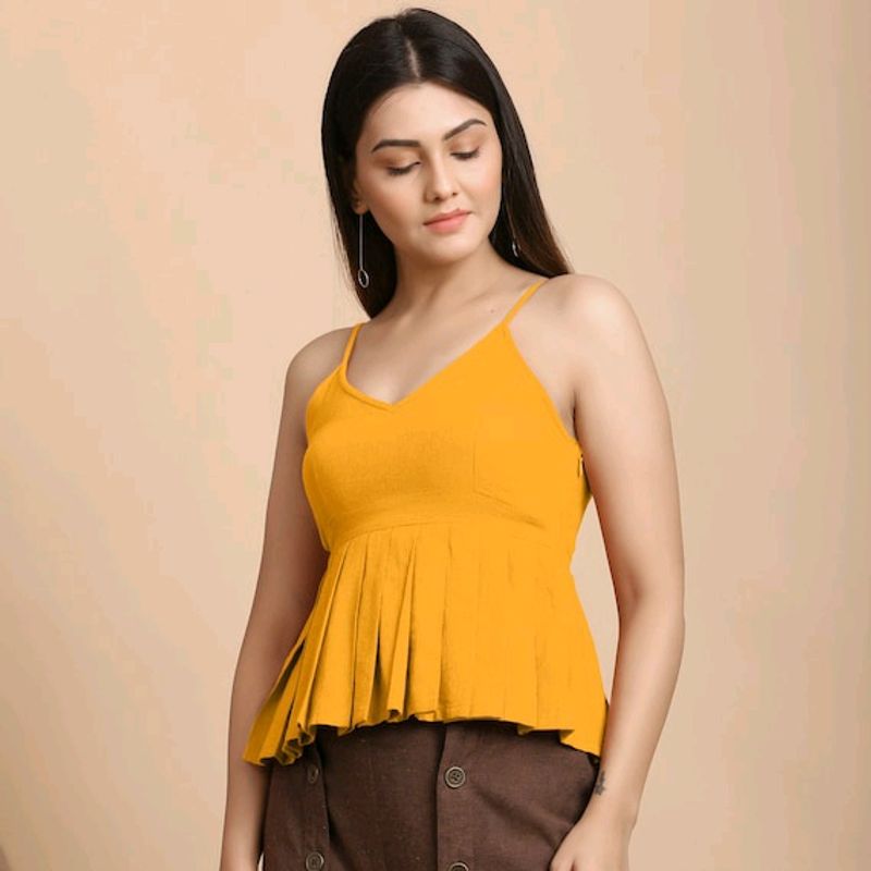 New Cute Mustard Bralatte Crop Top