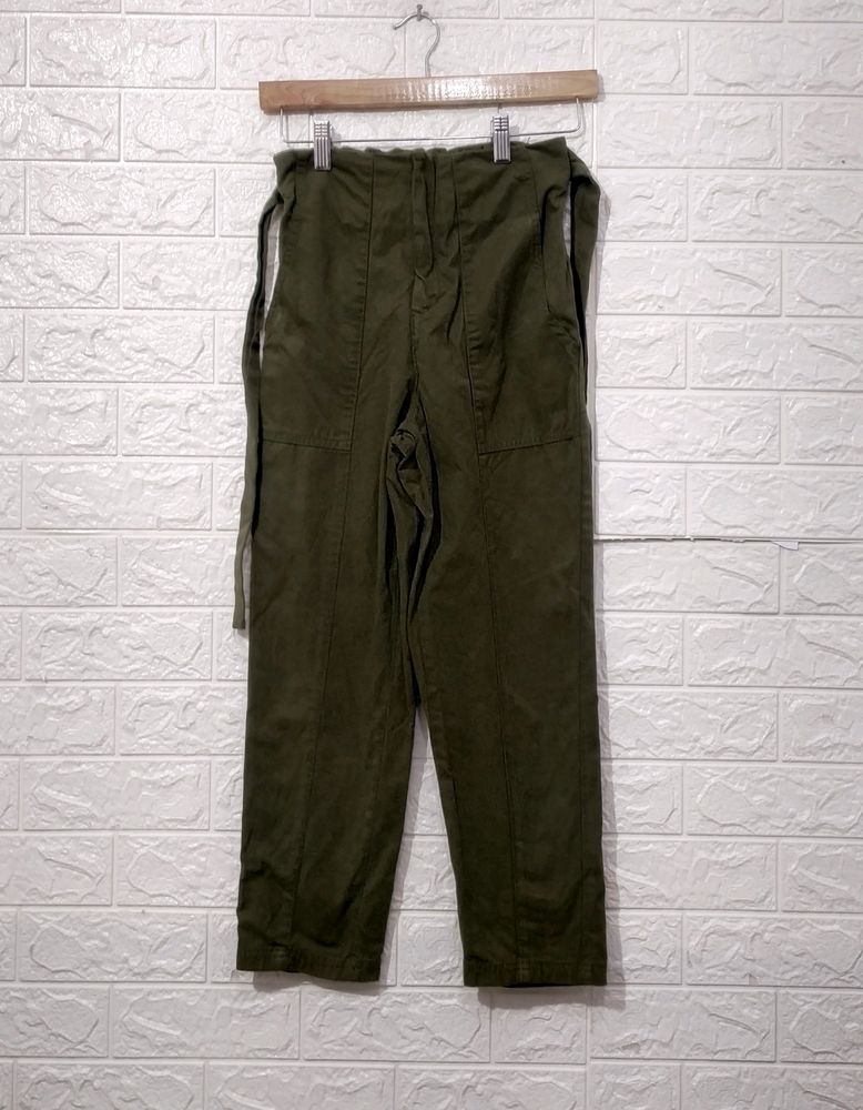 Max Women Olive Cotton Pant | Waist 26 | Hip 30 |