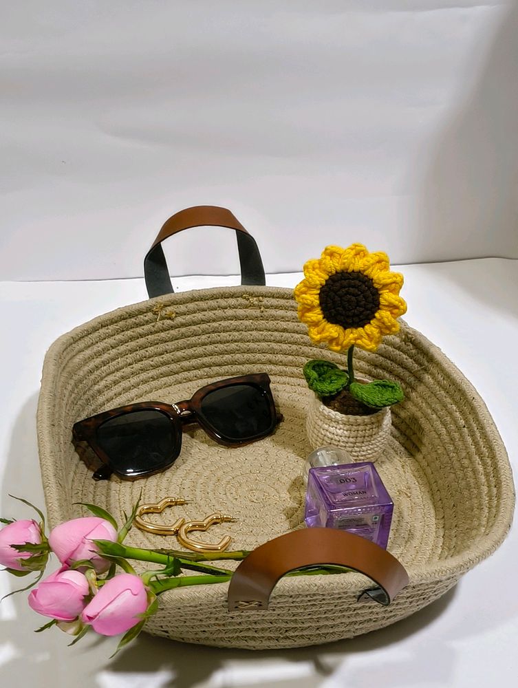 Eco-Friendly Handwoven Jute Organizer Basket with