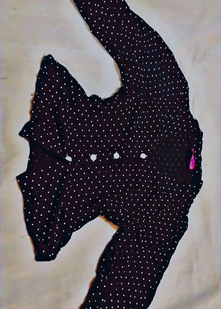 Polka Dot Black Crop Shirt For Women