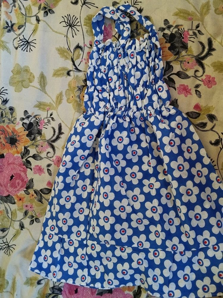 Pretty blue and white frock for 0-3months