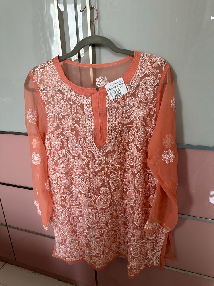 Brand New Chikankari Short Kurta -34 Inch