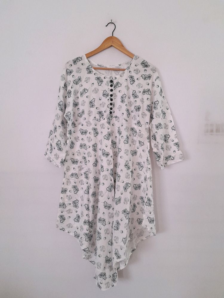 White Printed Kurta (Women's)