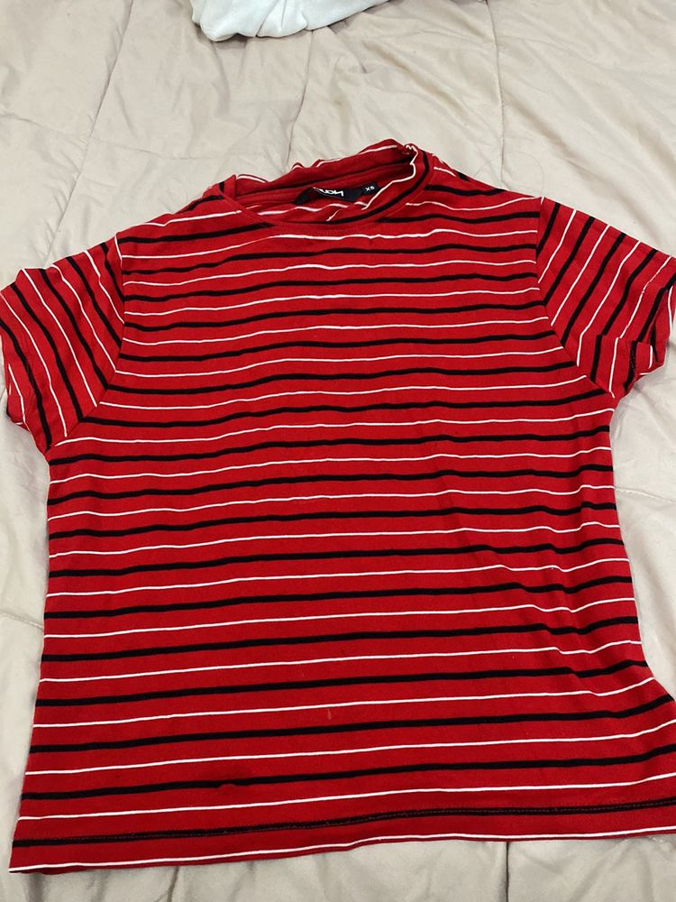 Red Strips Crop Top