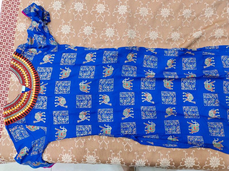 Rajasthani Blue Colour Kurti For Women