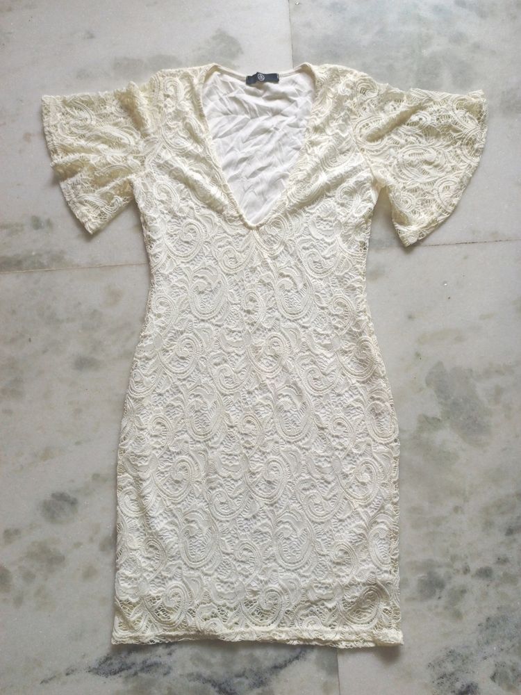 Sexy Cream Mini Dress For Women's